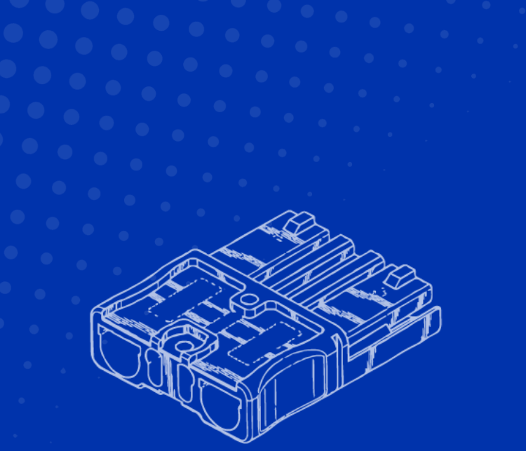 Outline of SBSX-75A on blue background with dot pattern