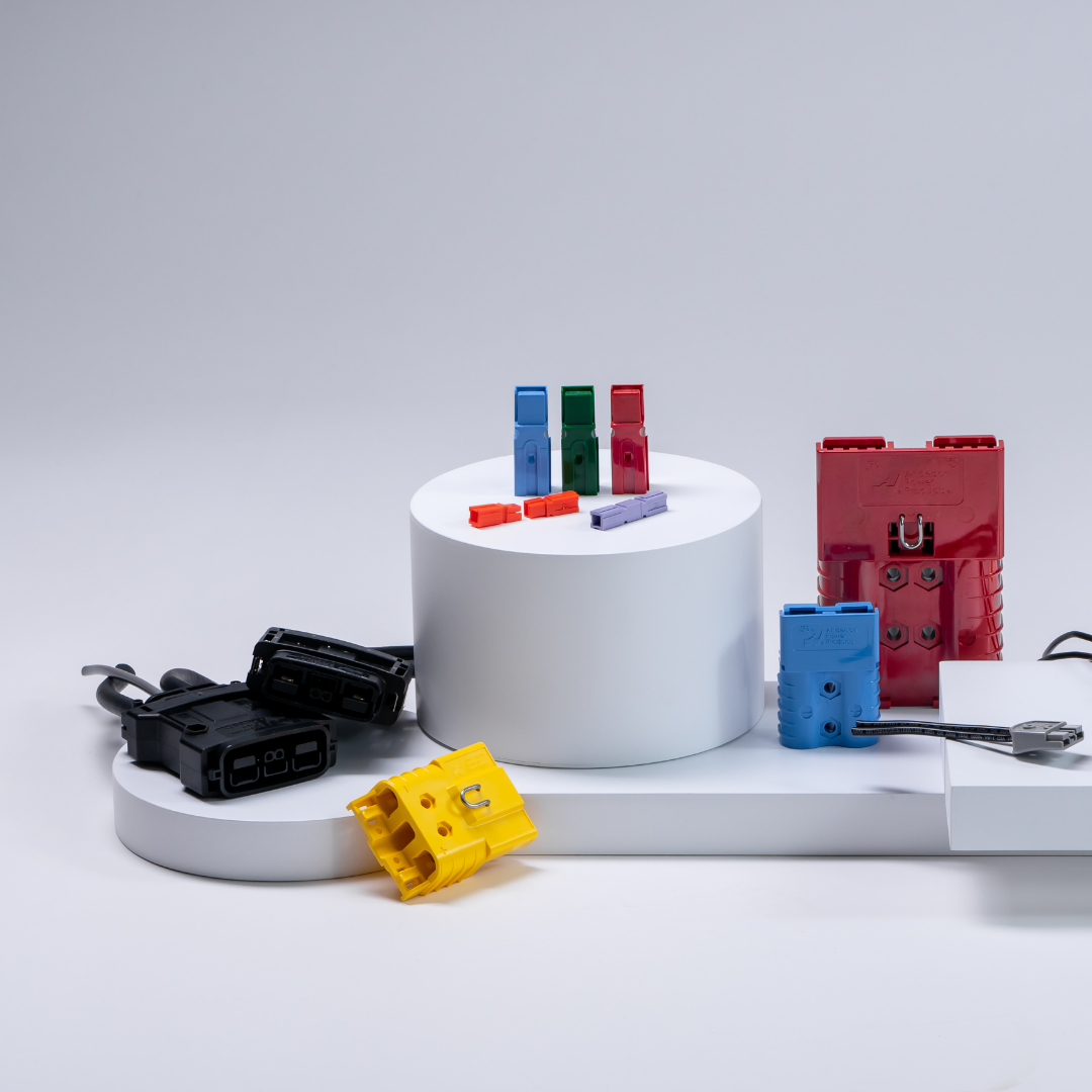 Group shot of connectors on white background