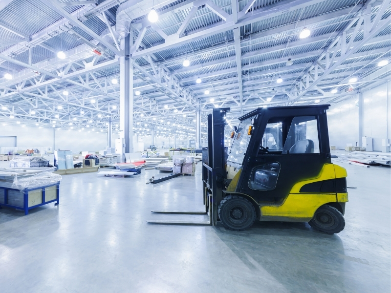 Material Handling Application showing Fork Lift in Warehouse