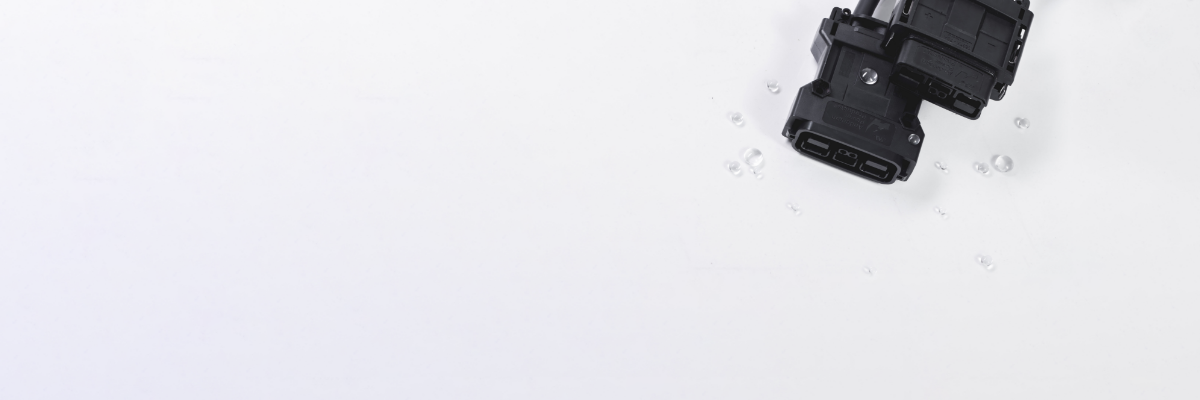 Black connector on white background
