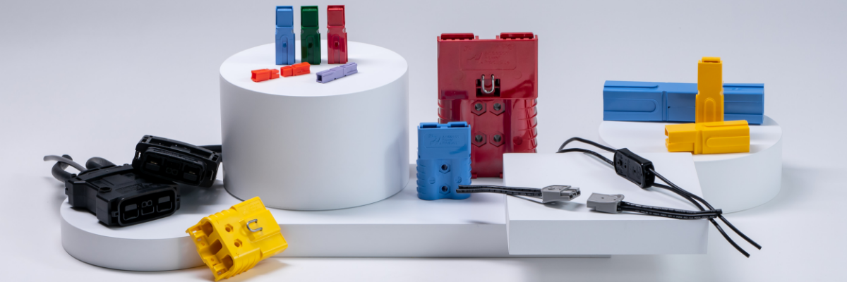 Group shot of connectors on white background