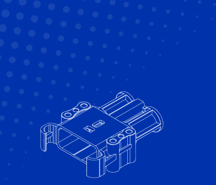 Outline of Din A Connector on blue background with dot pattern