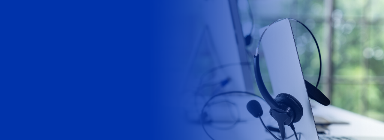 Headset and customer support equipment at call center ready for actively service . Corporate business help desk and telephone assistance concept .